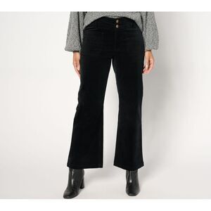 Studio Park Women's Petite Pants 12P Wide Leg Corduroy Pant Black A667718
